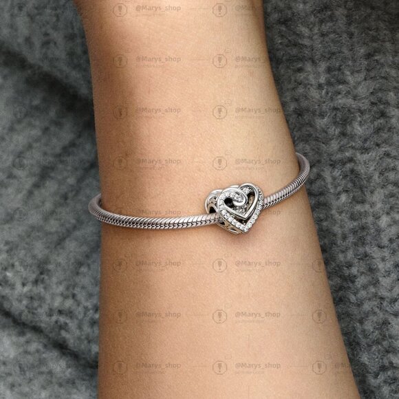 Pandora Sparkling Entwined Hearts Charm - Picture 5 of 6